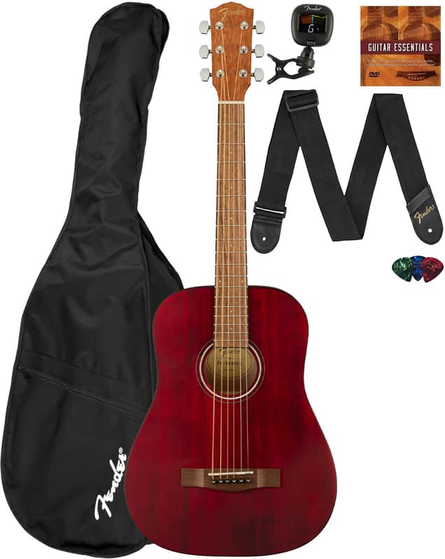 Fender FA-15 3/4-Scale Kids Steel String Acoustic Guitar - Red w/ Gig Bag image 1