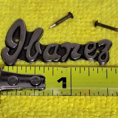 Original 1960's Ibanez Headstock Badge And Pins - Nickel / Black - image 2