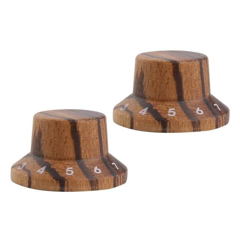 Wood Knobs LP/Strat Style Bell Knobs-2 pcs Zebra Wood image 1