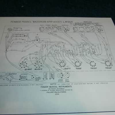 Vintage 1972 Fender Bassman 50 Amplifier Owners Manual w/ Schematic, Envelope! image 2