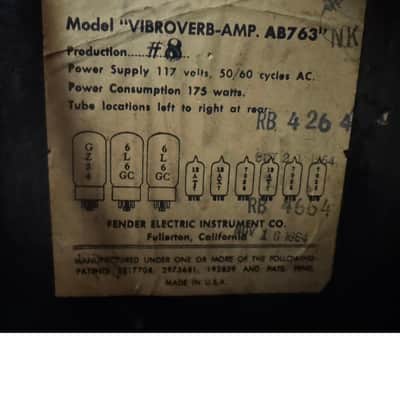 Fender Vibroverb w/ Factory JBL Speaker 1964 - Black Tolex image 7