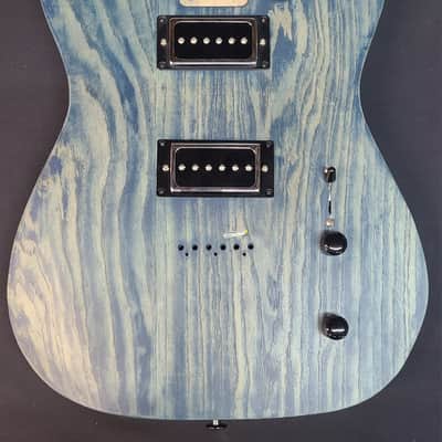 Ultralight Contemporary HH T Style Loaded Body 1pc Swamp Ash Denim Fade Body Contours image 1