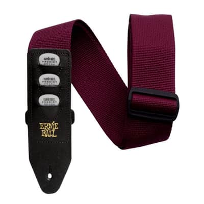 Burgundy Pickolder Polypro Strap Extended Leather Ends w/Three Built-In Pickholding Sheaths* image 1