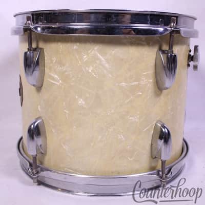 Gretsch 10x8"Tom Drum WMP White Marine Pearl Stop-Sign Badge Vintage70s+Die-Cast image 3