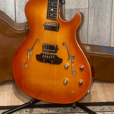 Rare 2002 Bunker BAT 375 Semi Hollow Cutaway Electric Guitar, Amberburst Finish   Pro Setup Includes very Nice Gibson Case ! image 22