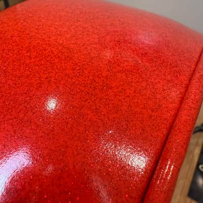 ~NEW!~ Pork Pie Round Drum Throne in Retro Red Checker Top with Red Sparkle Side image 3