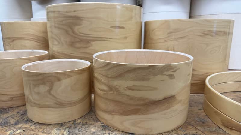 OLIVE ASH exotic wood and Maple 7 pcs shell set - 5 ply core shells - Clear gloss polished BEST OFFERS ACCEPTED! image 1
