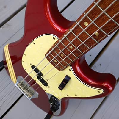 Rare 1968-1970 Fender Mustang Bass Competition Stripe Candy Apple Red w/Matching Headstock Lollipop image 7
