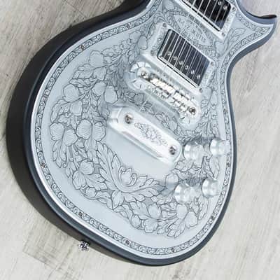 Zemaitis C24MF Casimere Metal Front Electric Guitar, Rosewood Fretboard, Gig Bag - Black image 2