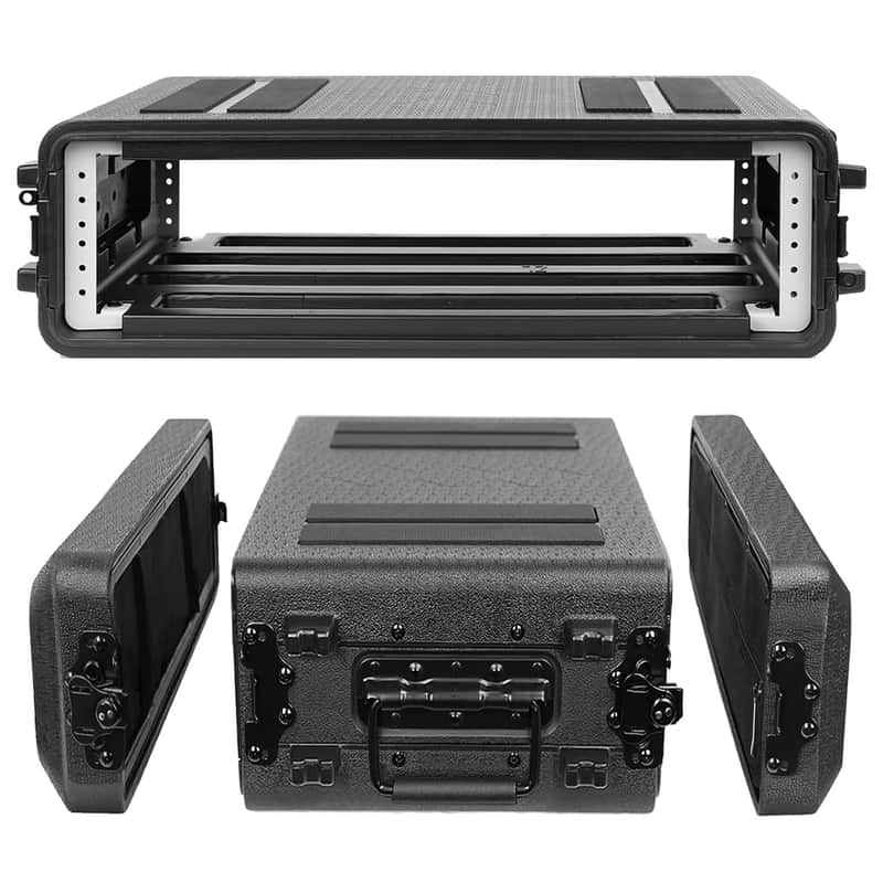 2U Rack Case Shallow 11" Depth, 19" Rackmount Flight Case, Watertight Dust-Proof, Shock Mount for Amplifier, Pro Audio, DJ Mixer, Effects with Microphone Compartments image 1