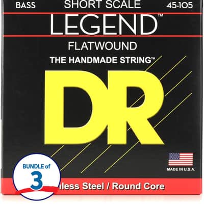 DR Strings Legend Polished Flatwound Stainless Steel Bass Strings (3 Pack) - .045-.105 Medium  Short Scale image 1