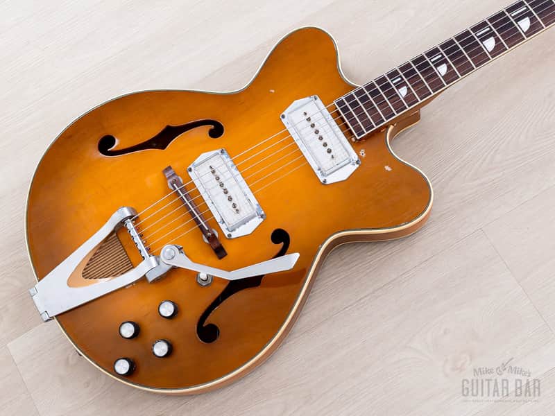 1960s Kay Jazz II Vintage Hollowbody Electric Guitar Sunburst w/ Kleenex Box, Case