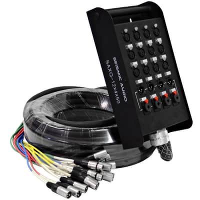 Seismic Audio SAXQ-12x4x50 12-Channel XLR Snake Cable w/ (4x) XLR/TRS Returns - 50'