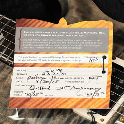 Paul Reed Smith (PRS) 30th Anniversary Custom24 Pattern Thin Neck Charcoal Burst [15 222170] (04/29) image 2