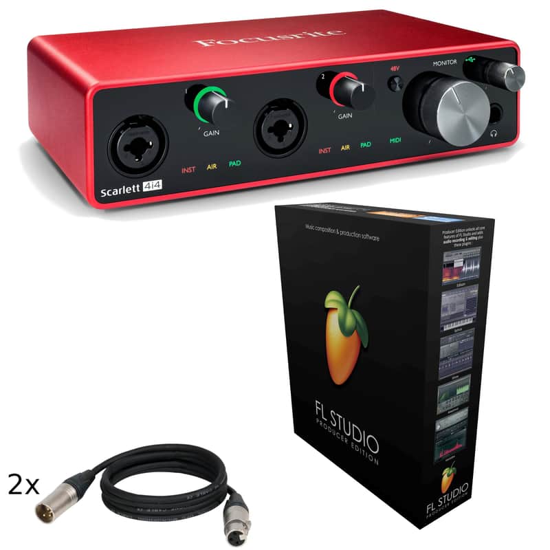 Focusrite Scarlett 4i4 3rd Gen Bundle with Ableton 10 + x2 XLR Cables, 3-metres image 1