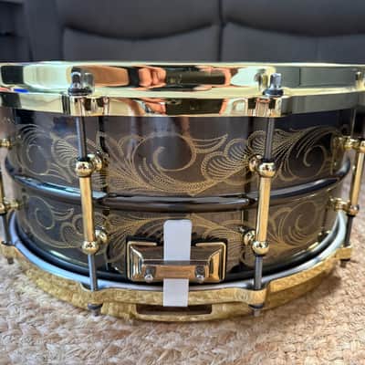Ludwig 100th Anniversary Black Beauty John Aldridge Engraved 2009 - Black nickel plated with gold plated hardware image 4