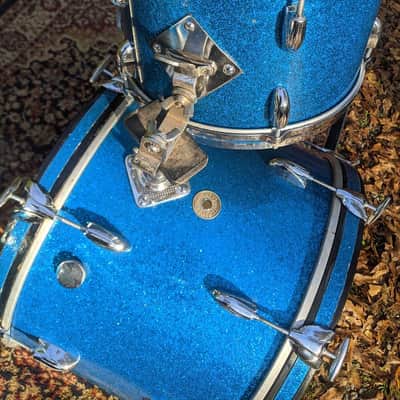 Gretsch Early '60s Round Badge Kit 12-16-20 1960 Blue Sparkle image 8