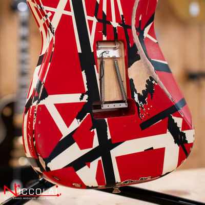 EVH Striped Series Frankenstein Frankie, Maple Fingerboard, Red with Black Stripes Relic image 20