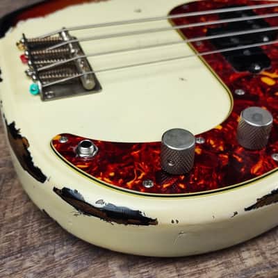 MyDream Partcaster Custom Built - PBass Aged White over Sunburst Hepcat 62' image 7