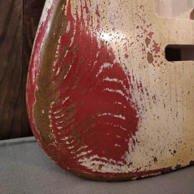 #202603 :: Baldman's Stratocaster (open) body in Aged Olympic White over Metallic Wine Red : Vintage image 2