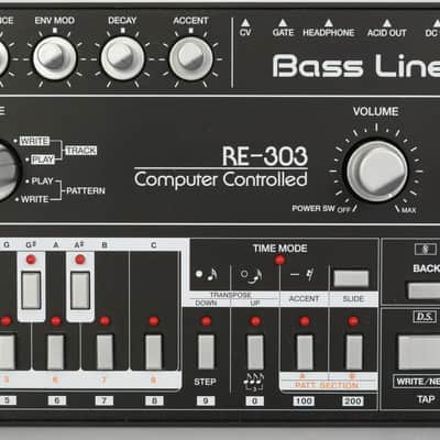 Din Sync RE-303 Bass Line Analog Synth Roland TB-303 Replica Black