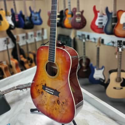Washburn DFBDA Deep Forest Burl Dreadnought Acoustic Guitar 2022 Amber Fade image 4
