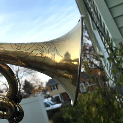 SUMMER DEAL CONN 80A 1923 GOLD PLATE CORNET STENBERG NEEDS SOME CLEAN UP SOLDER AREAS VALVES SEEM  GOOD PLAY DECENT GOLD PLATE WEAR NOT PERFECT image 12