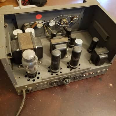 Thordarson Early T-31W25A 25 Watt Tube PA Amp 6L6 push pull T31W25A 31W25A 1946 - Grey wrinkled paint image 2