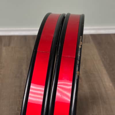 Pearl 22" Export Metal Bass Drum Hoop Rim - Set of 2 - Early 1990s Coral Red image 5