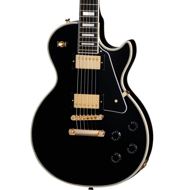 Epiphone Les Paul Custom Electric Guitar (with Case), Ebony image 1
