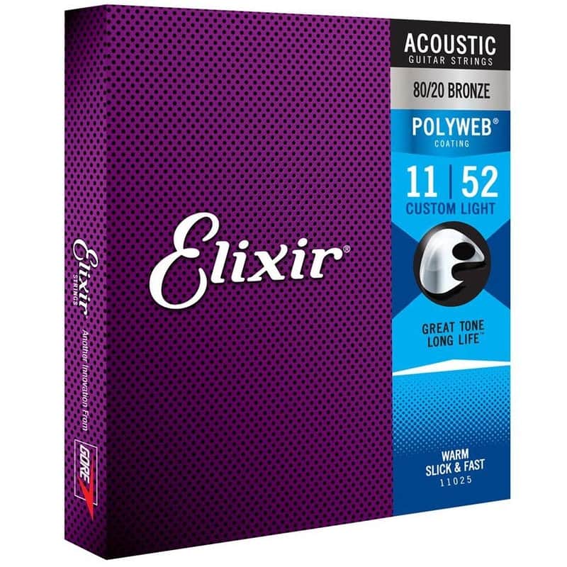 Elixir Bronze Acoustic Guitar Strings Set POLYWEB Coating Light 11-52 image 1