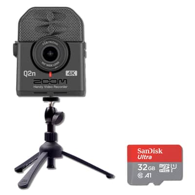 Zoom Q2n-4K Handy Video Recorder with XY Microphone, TPS-5 Tabletop Tripod Stand and 32GB microSD Card with Adapter image 1