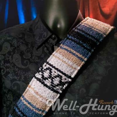 Well-Hung "Bandido" 3" wide padded guitar strap Mexican blanket in Agave + Sand image 1