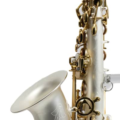 Antigua Winds Model AS4248SQ 'Powerbell' Alto Saxophone - Satin Silver/Gold Keys image 11