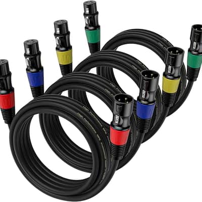 XLR Microphone Cable - XLR Male to Female Cable 6ft 4-Packs with 3-Pin Balanced XLR Cables for Mic Mixer, Recording Studio, Speaker image 1