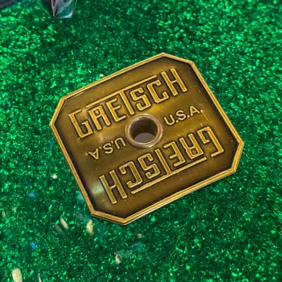 USED 1990's Gretsch USA Custom Square Badge Drum Set in Green Sparkle image 2