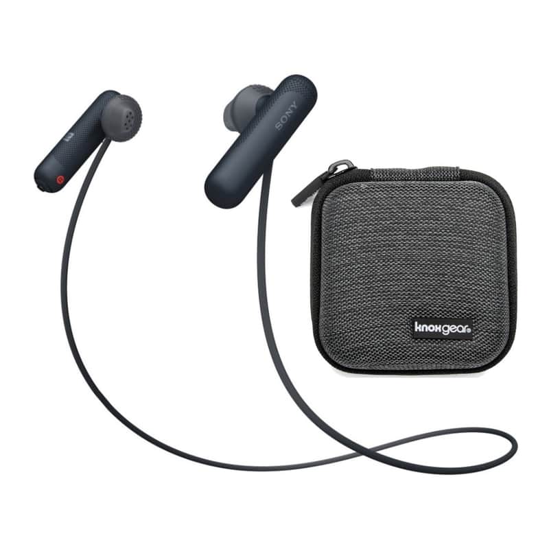 Sony WI-SP500 Wireless in-Ear Sports Headphones, Black (WISP500/B) with Hardshell Earphone Case image 1