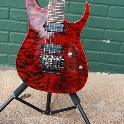 Ibanez Premium RG9 ( RG927 QM )7 String Transparent Red-Quilt Maple Top Ibanez Gig Bag RG7 image 2