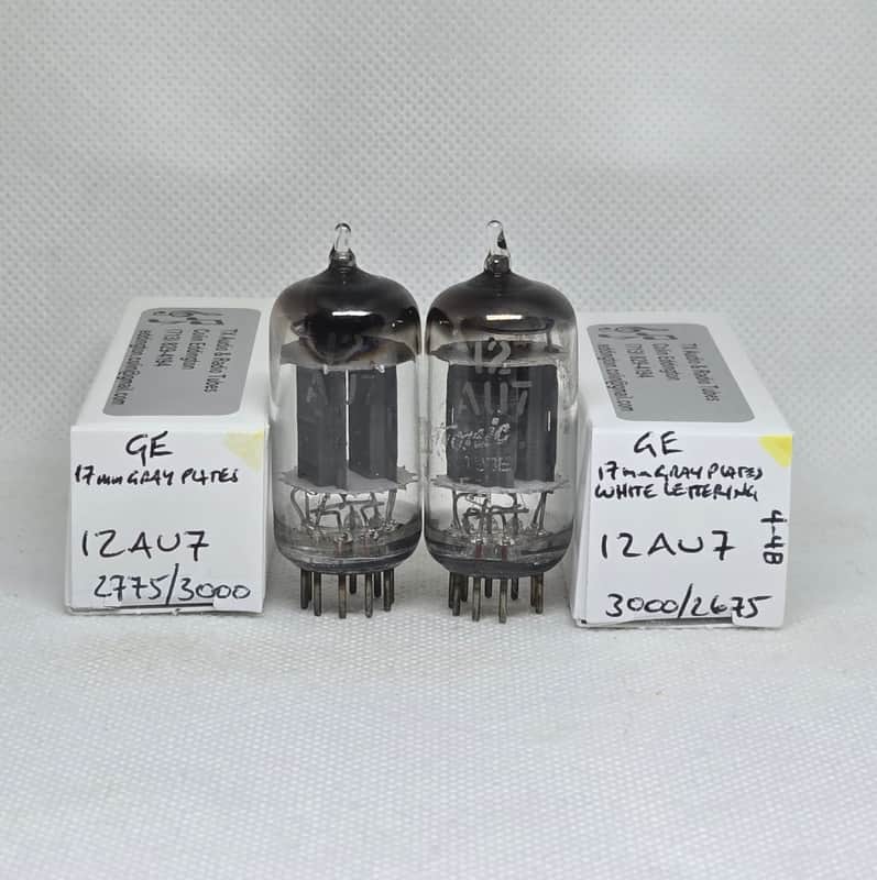 GE 12AU7 Gray Plate Matched Pair NOS ECC82 12AU7A image 1