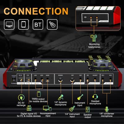 G9 Audio Mixer，Podcast Equipment Live Sound Card for Streaming，Audio Interface DJ Mixer Sound Card/Board Condenser Microphone for Tiktok Gaming Video Content Creator Kit. image 4