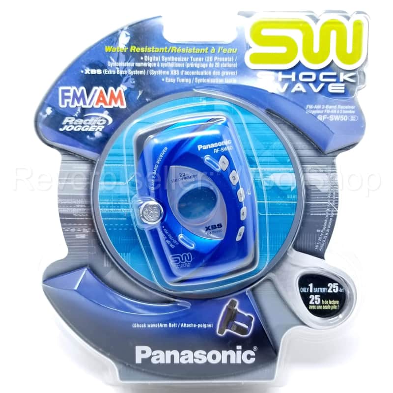 NEW Panasonic RF-SW50 Shockwave Portable Radio (Blue) Sealed + Earphones & Arm Belt image 1