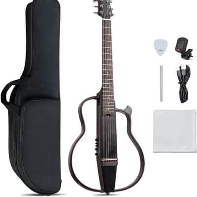 Travel Guitar, Portable Acoustic-Electric Guitar Kit, Solid Mahogany Body Easy Assemble Frames, Multi Body-Shape Sim Rechargeable Preamp, Gig Bag, All Accessories image 1