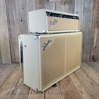 Fender Bandmaster Head and Cabinet 1963 Smooth White Tolex Original Covers Near Mint - White image 2