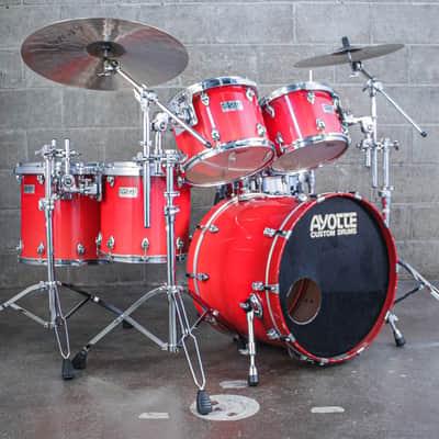 Ayotte 80s "Ray Era" Red Gloss One-Way Shade 5-Piece Drum Kit (22/16/14/13/12) image 3