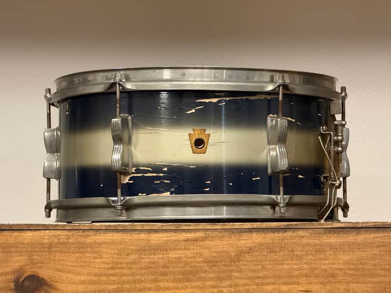 1950's WFL 6.5" x 14 Supreme Concert Model Blue & Silver Duco Snare Drum NOB Hoops image 1