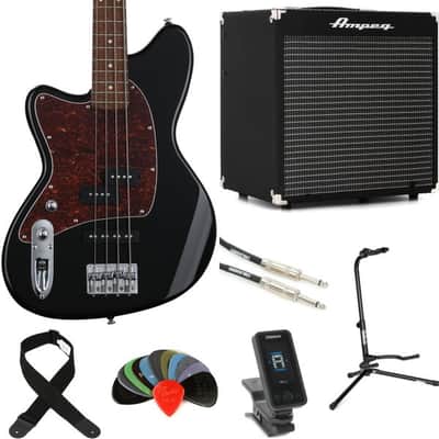 Ibanez Talman TMB100 Left-handed Bass Guitar and Ampeg RB-108 Amp Bundle- Black image 2