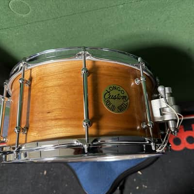 Longo 14X6.5" SOLID SHELL CHERRY SNARE DRUM - NATURAL image 6