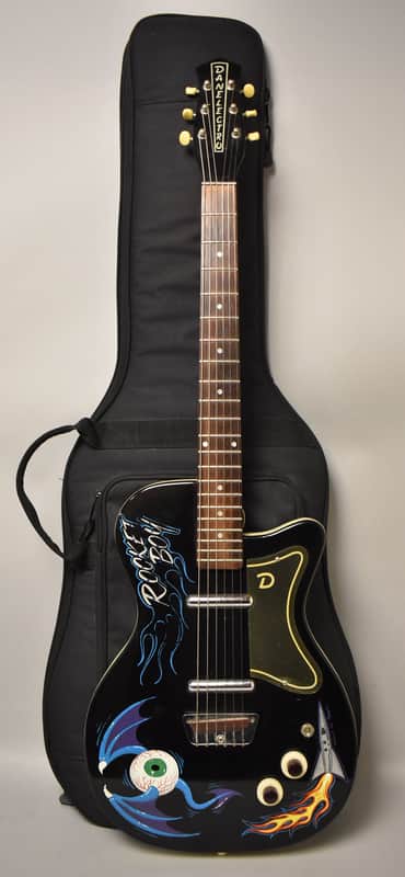 2000's Danelectro '56 U2 Reissue Custom Painted 'Rocket Boy' Black w/Gig Bag image 1