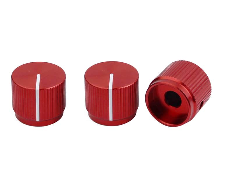 3Pcs Guitar Aluminum Flat Alloy Top Control Knobs Dia. 6mm(0.24") Shaft Pots - Dome Tuning Potentiometer Knob Replacement Part for Electric Guitar or Precision Bass, red image 1