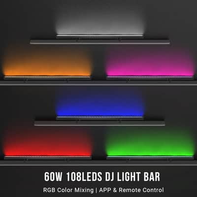 LED Stage Wash Light Bar - 60W Dual-Row Dimmable DJ Light Bar - Smart APP & Remote Control - Chase Effects Sound Active Timer Function - Aluminum Shell for Party Events Home Decoration Wall Display image 2